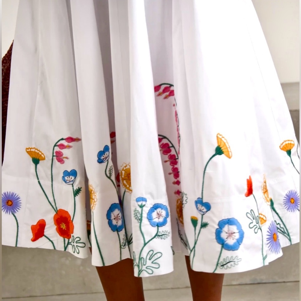 🌺🎉HP🎉🌺 NWT Staud Wells Embroidered Midi Dress White Seed Shop - Picture 5 of 16